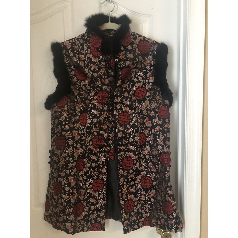 One Of A Kind Fur Trimmed Asian Vest
